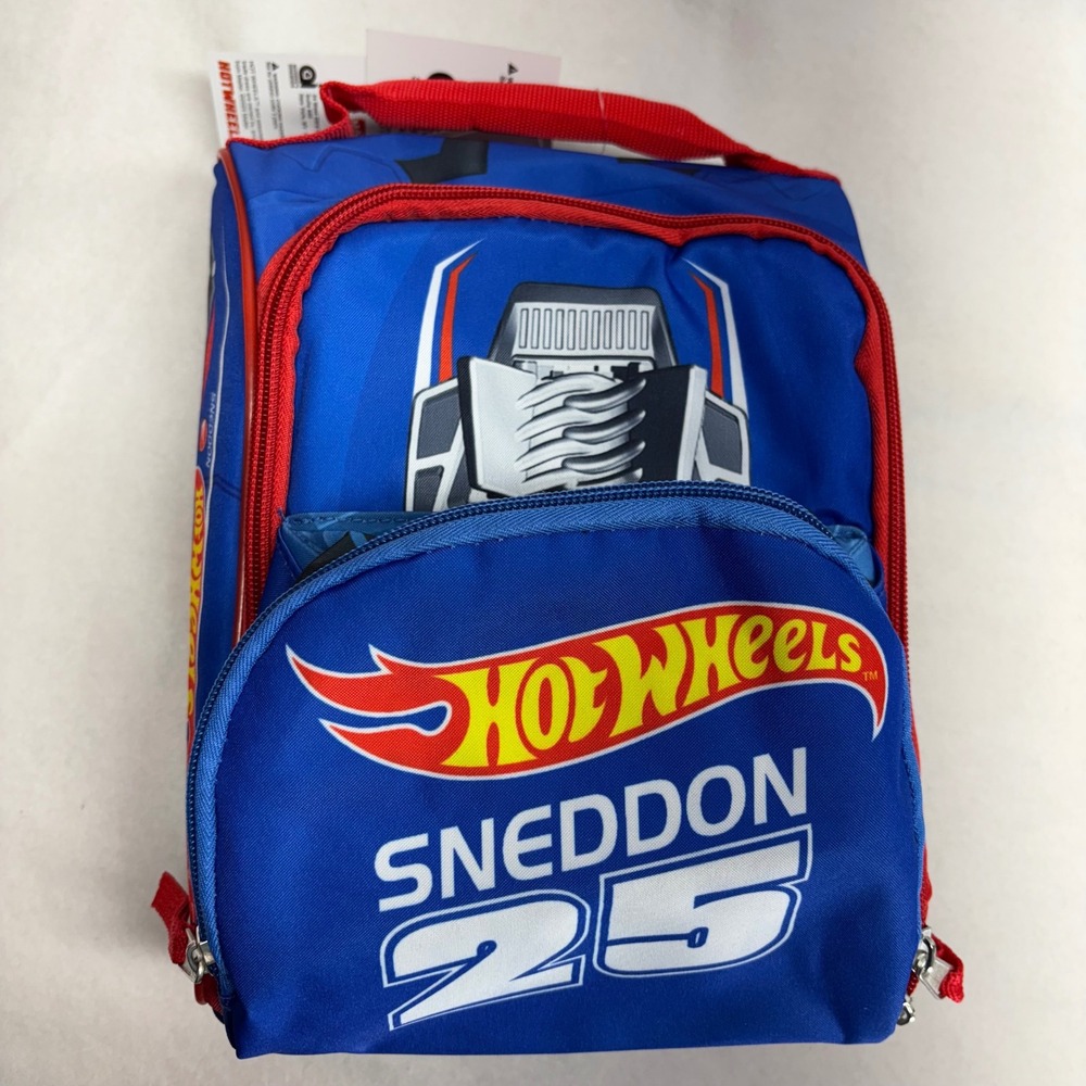 Hot Wheels SNEDDON 25 Blue Racing Backpack Lunch Bag Kids Accessories Innovation